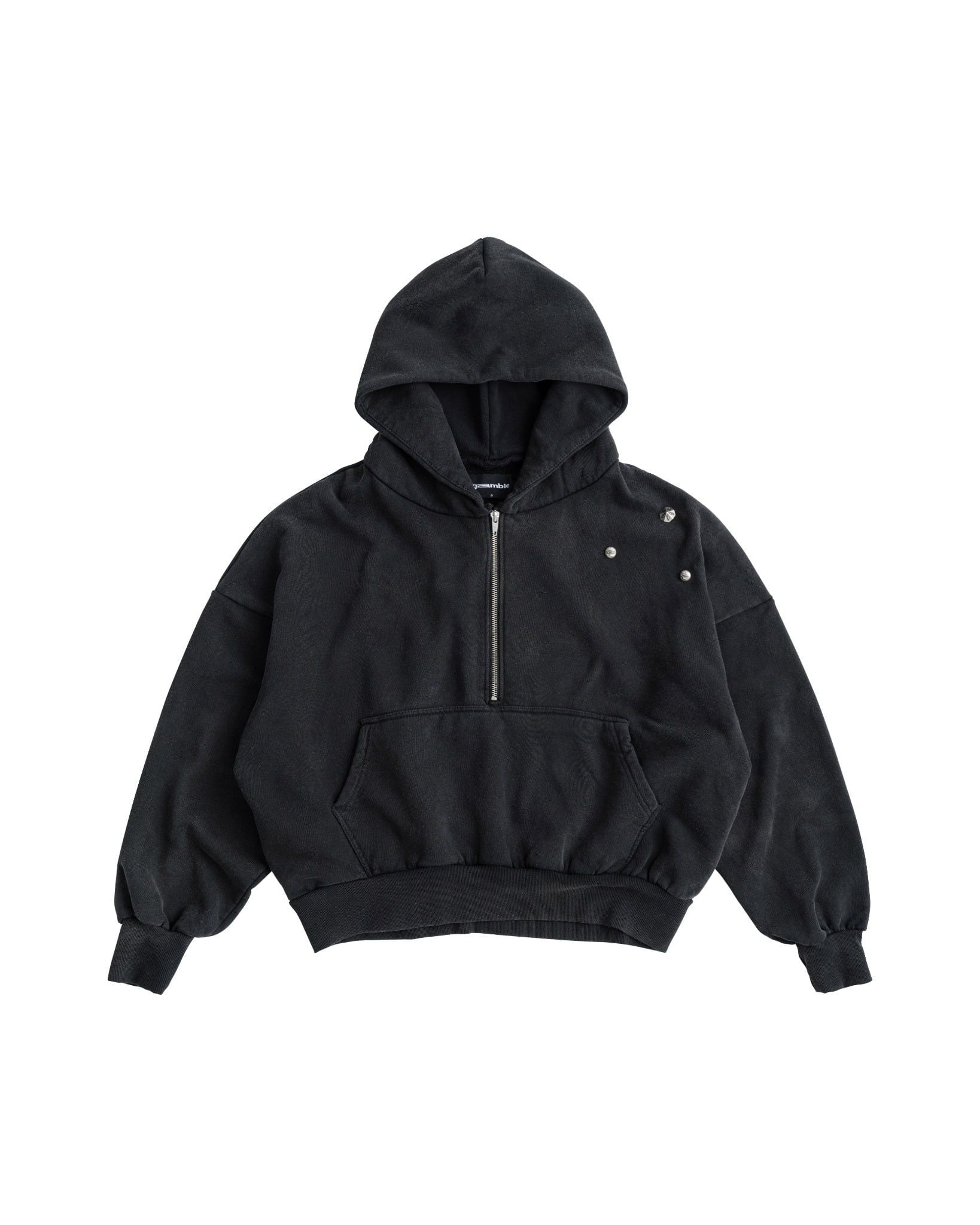 RIVET HALF-ZIP HOODIE / CHARCOAL