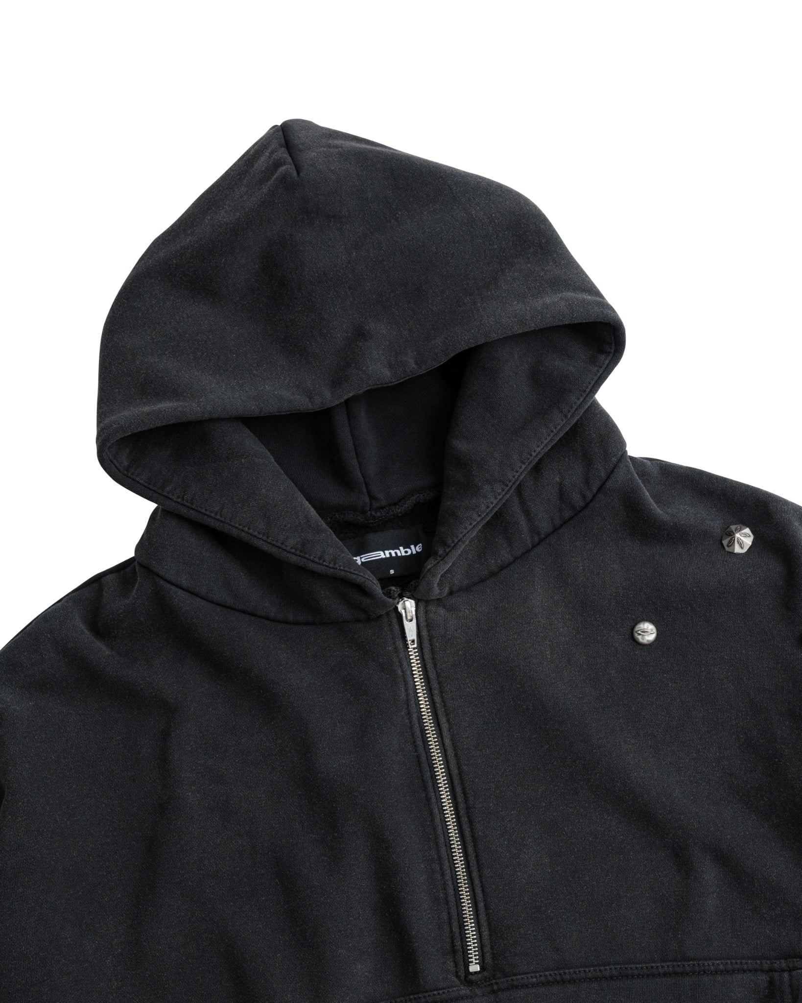 RIVET HALF-ZIP HOODIE / CHARCOAL
