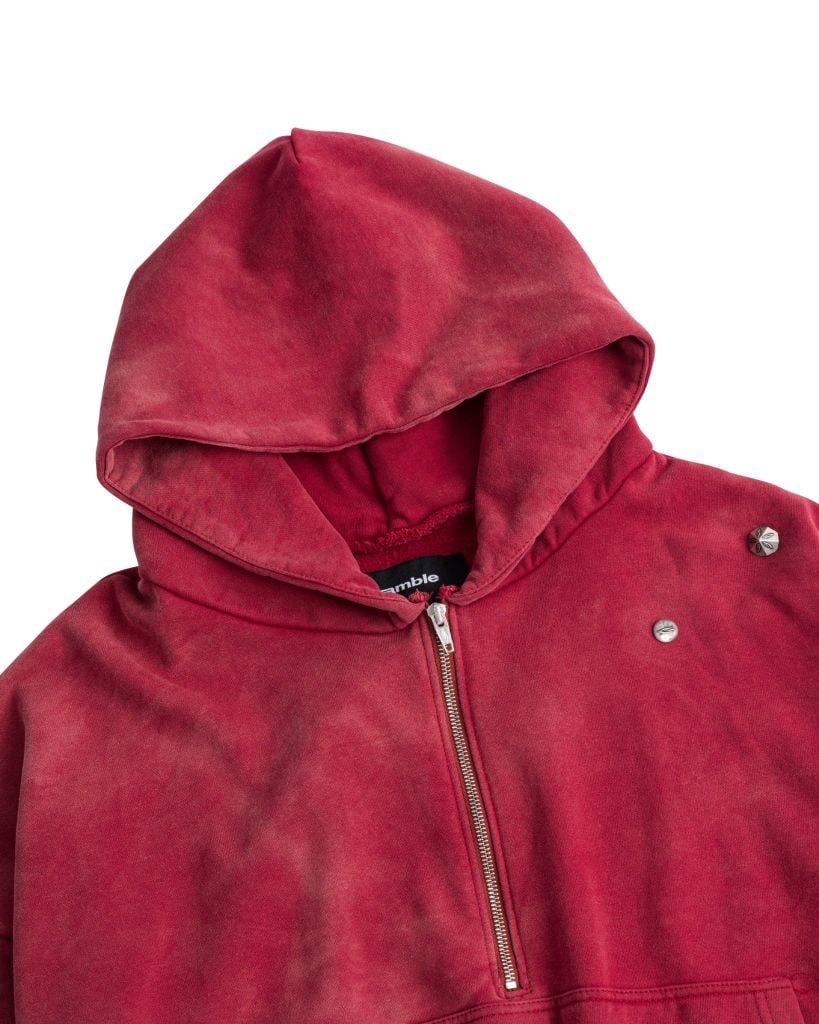 RIVET HALF-ZIP HOODIE / BLOOD