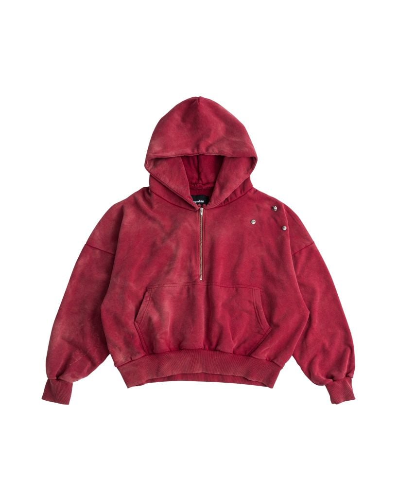 RIVET HALF-ZIP HOODIE / BLOOD