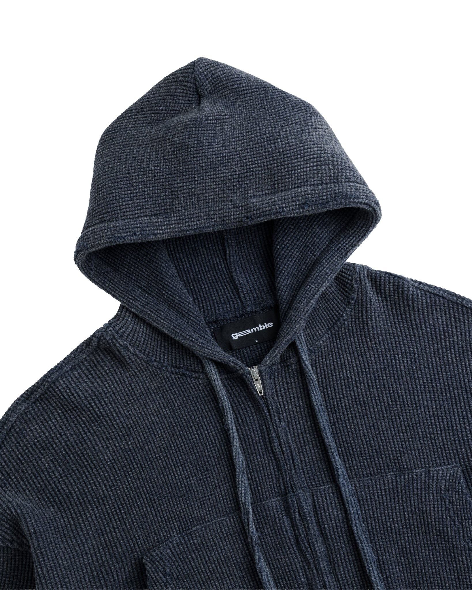 WAFFLE ZIP HOODIE / SLATE