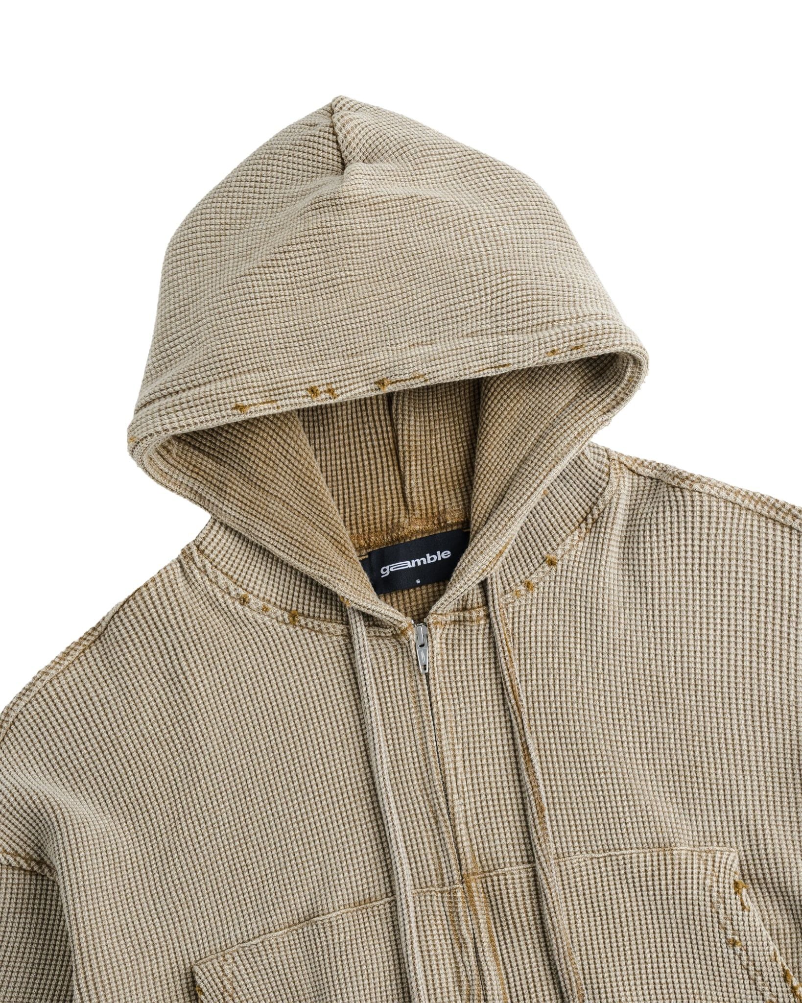 WAFFLE ZIP HOODIE / DUST