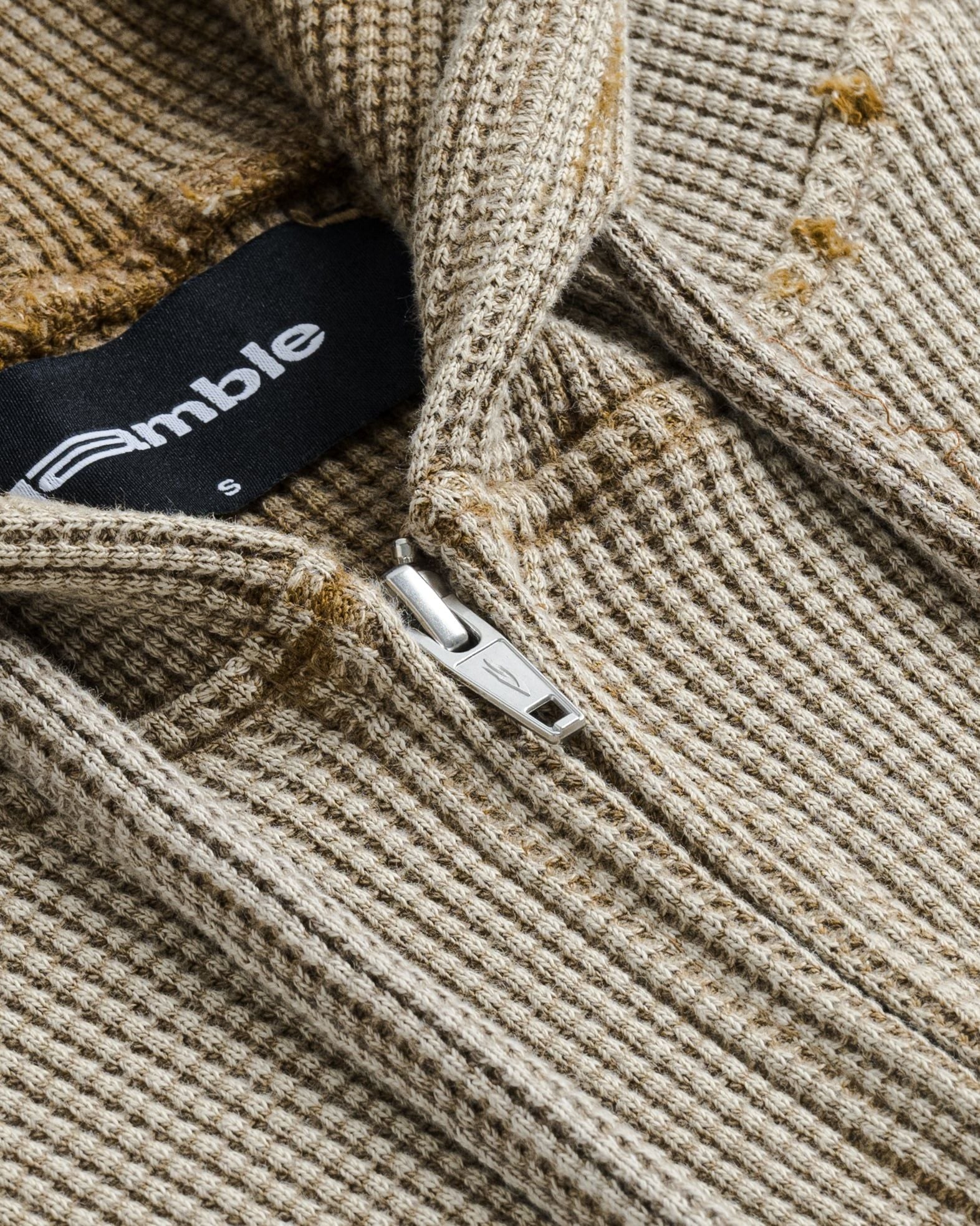 WAFFLE ZIP HOODIE / DUST