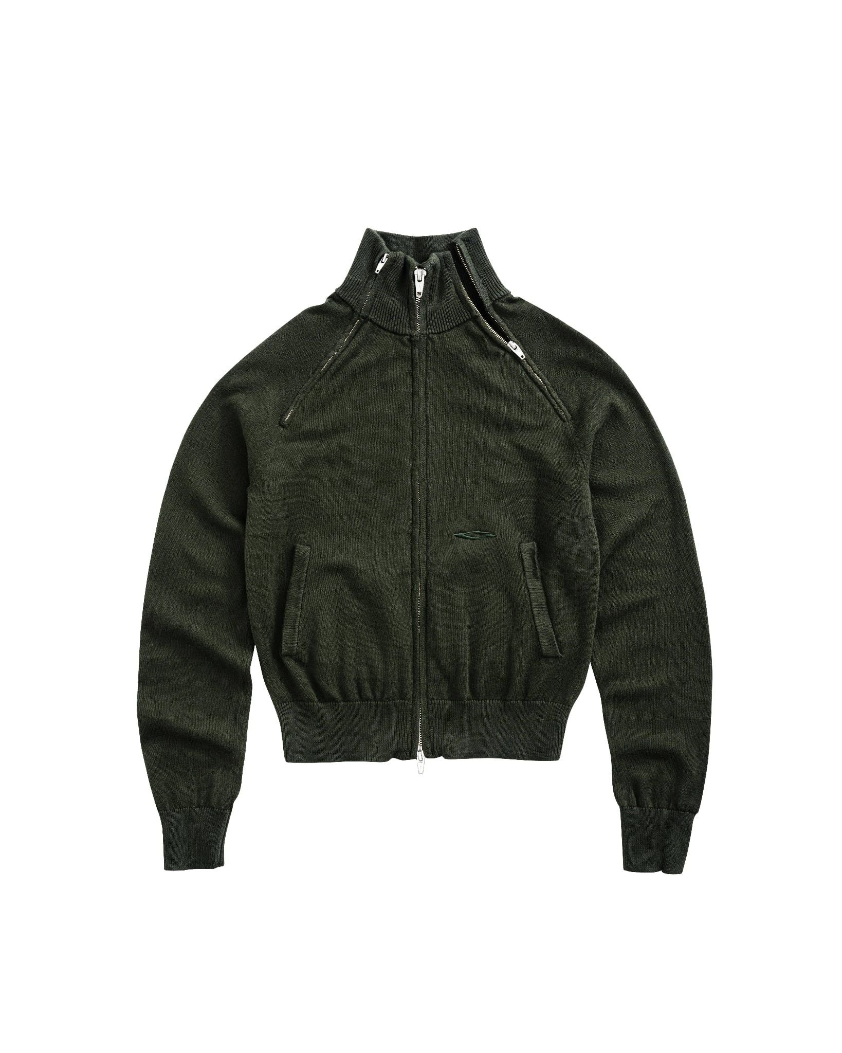 DUAL ZIP KNIT JACKET / MOSS