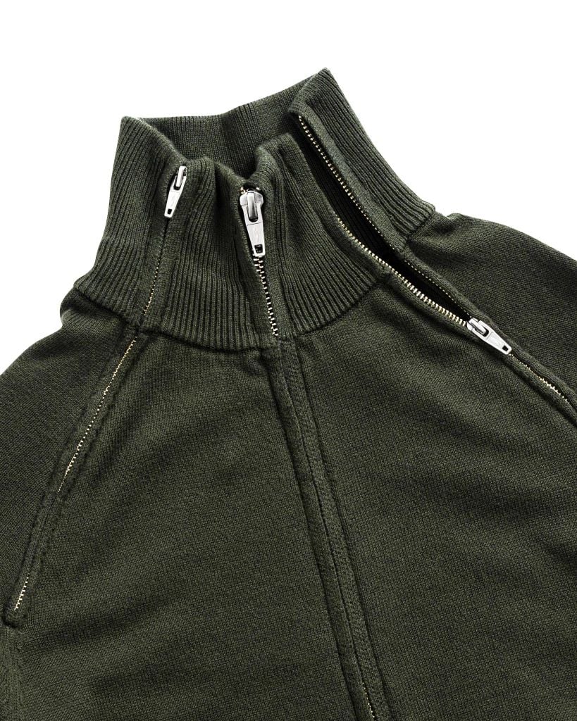 DUAL ZIP KNIT JACKET / MOSS