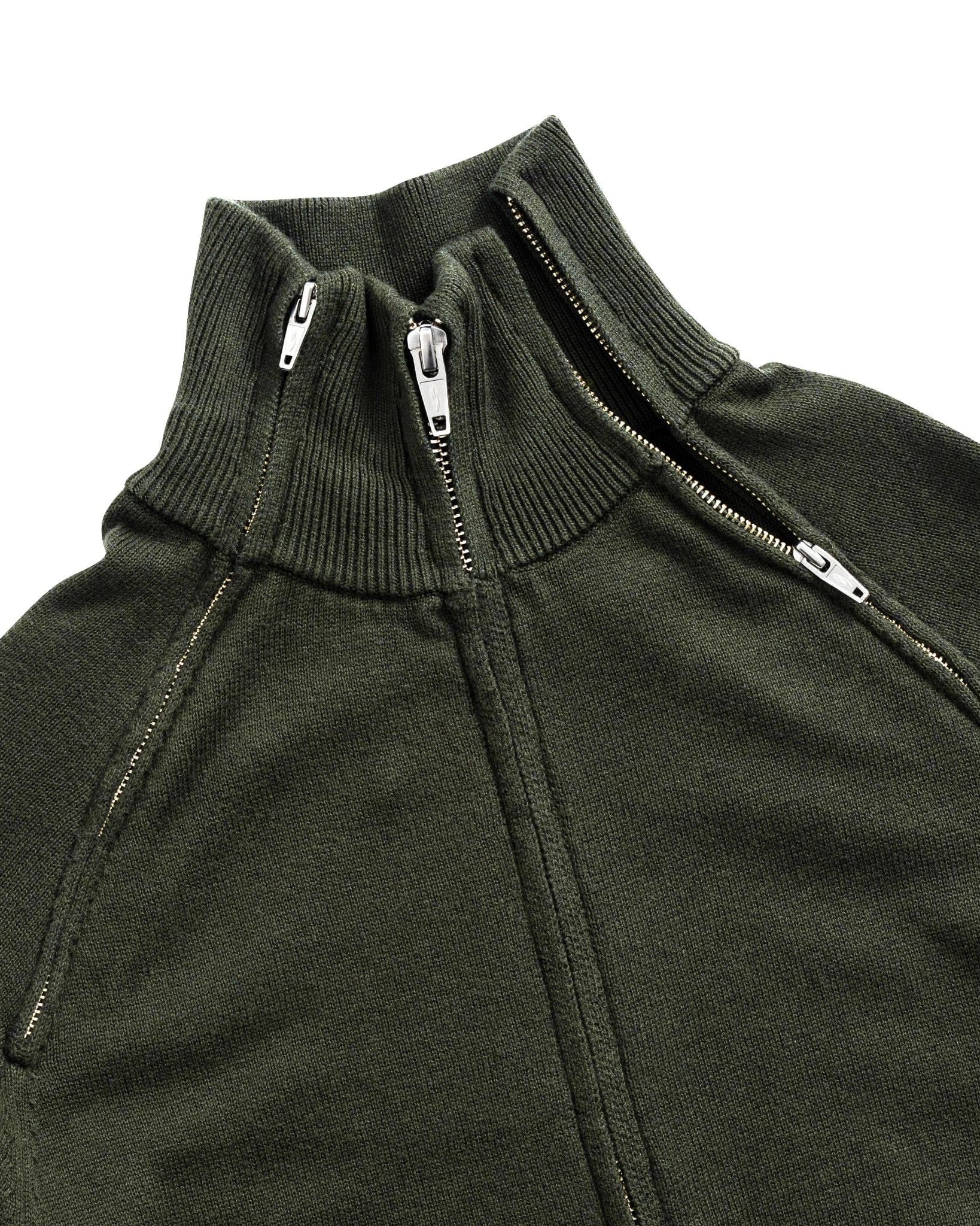 DUAL ZIP KNIT JACKET / MOSS