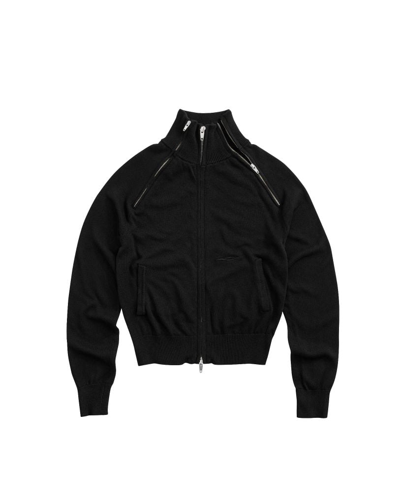 DUAL ZIP KNIT JACKET / BLACK