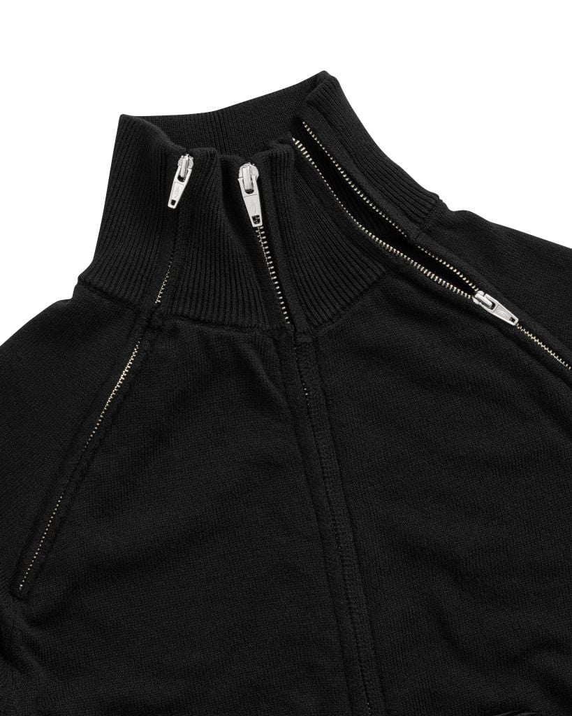 DUAL ZIP KNIT JACKET / BLACK
