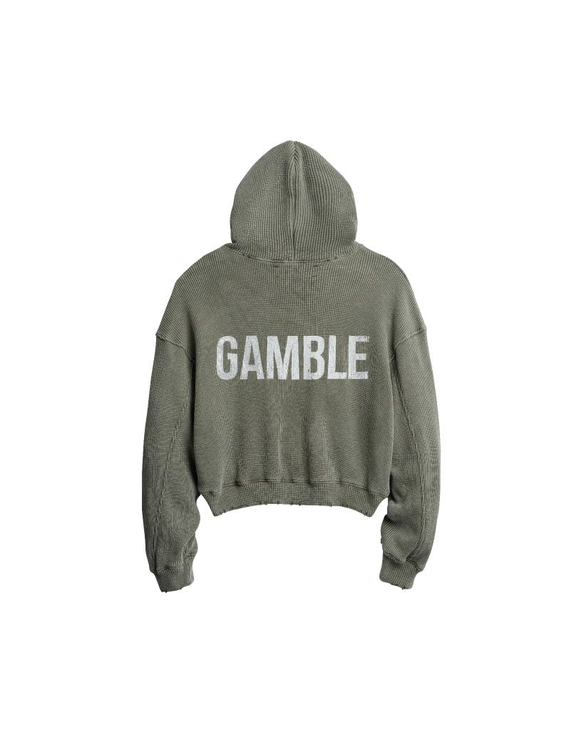 WAFFLE ZIP HOODIE / MOSS