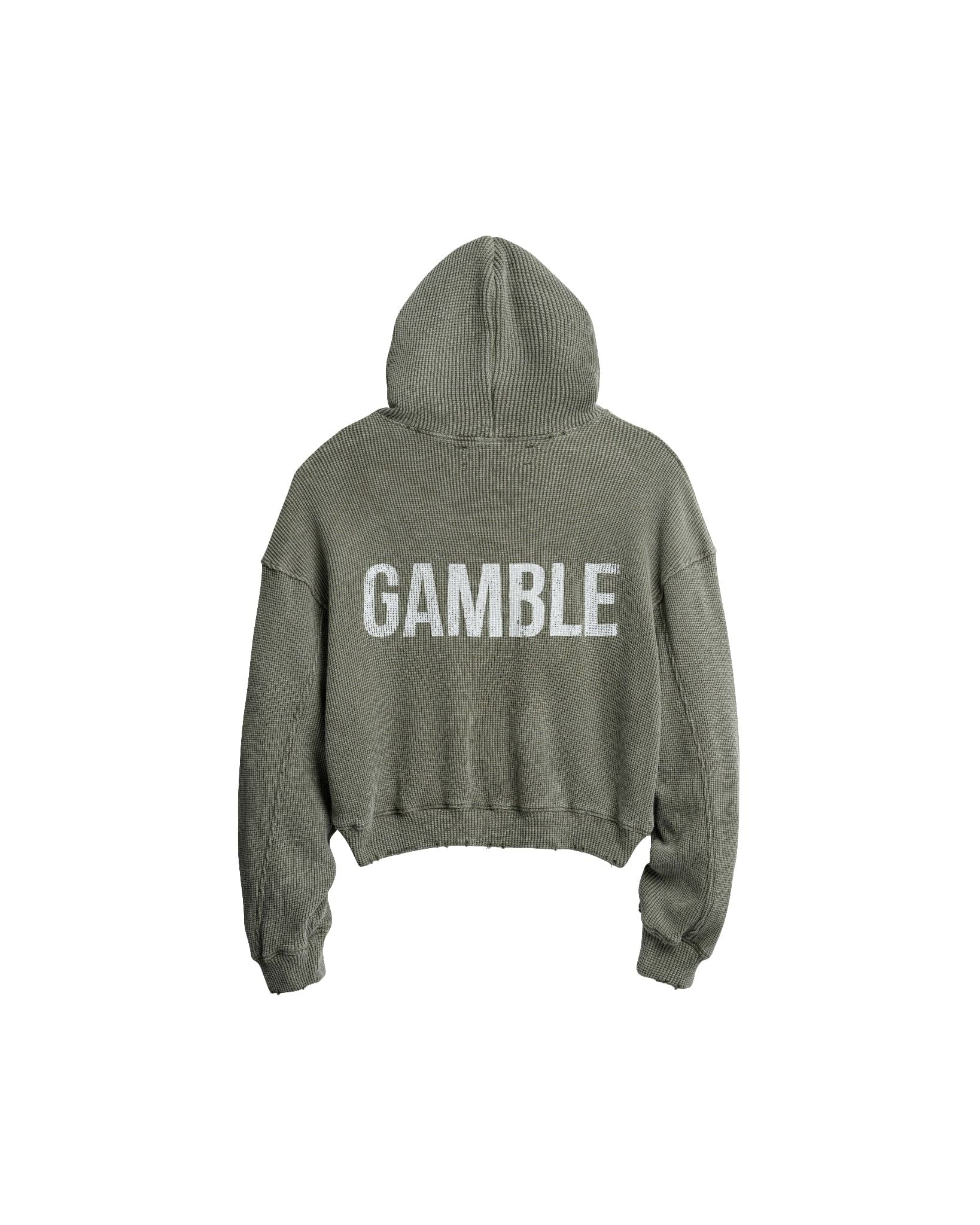 WAFFLE ZIP HOODIE / MOSS