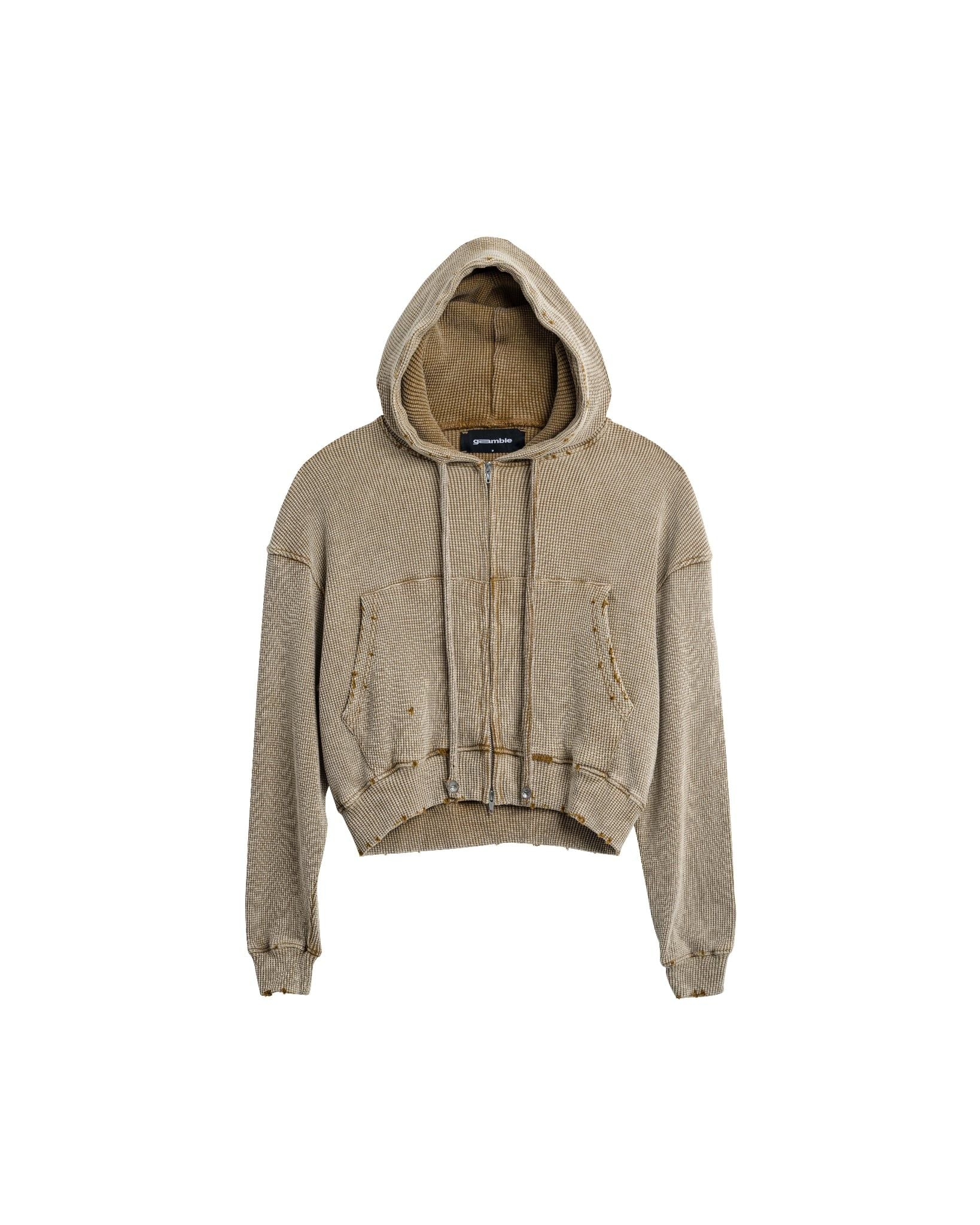 WAFFLE ZIP HOODIE / DUST