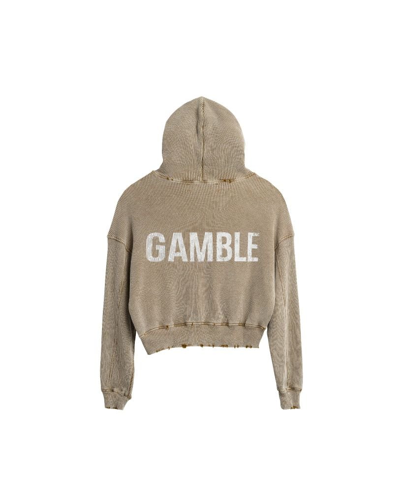 WAFFLE ZIP HOODIE / DUST