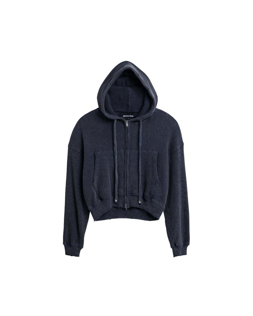WAFFLE ZIP HOODIE / SLATE