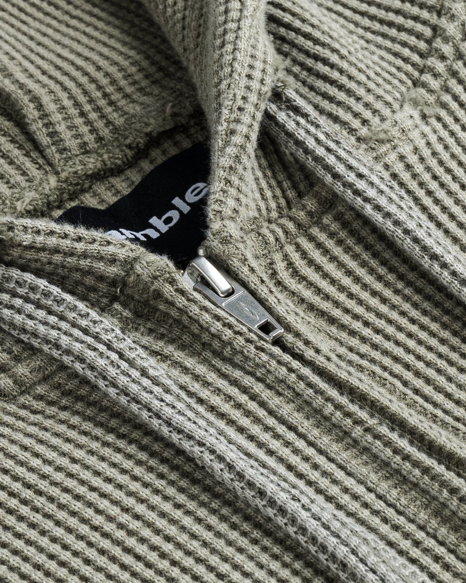 WAFFLE ZIP HOODIE / MOSS