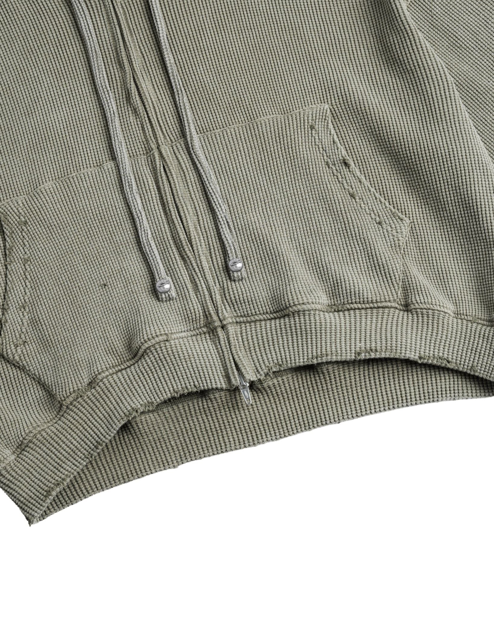 WAFFLE ZIP HOODIE / MOSS