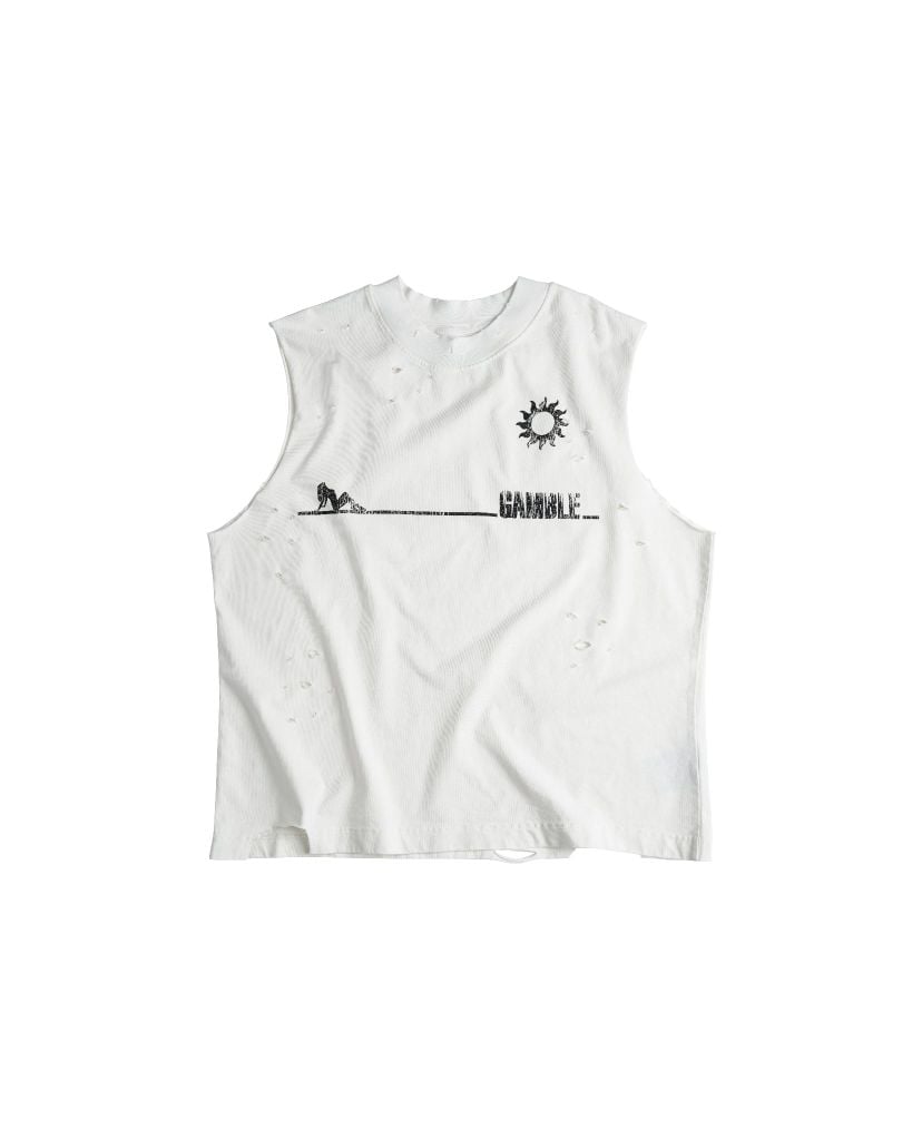 TANNING CUT-OFF TEE / WHITE