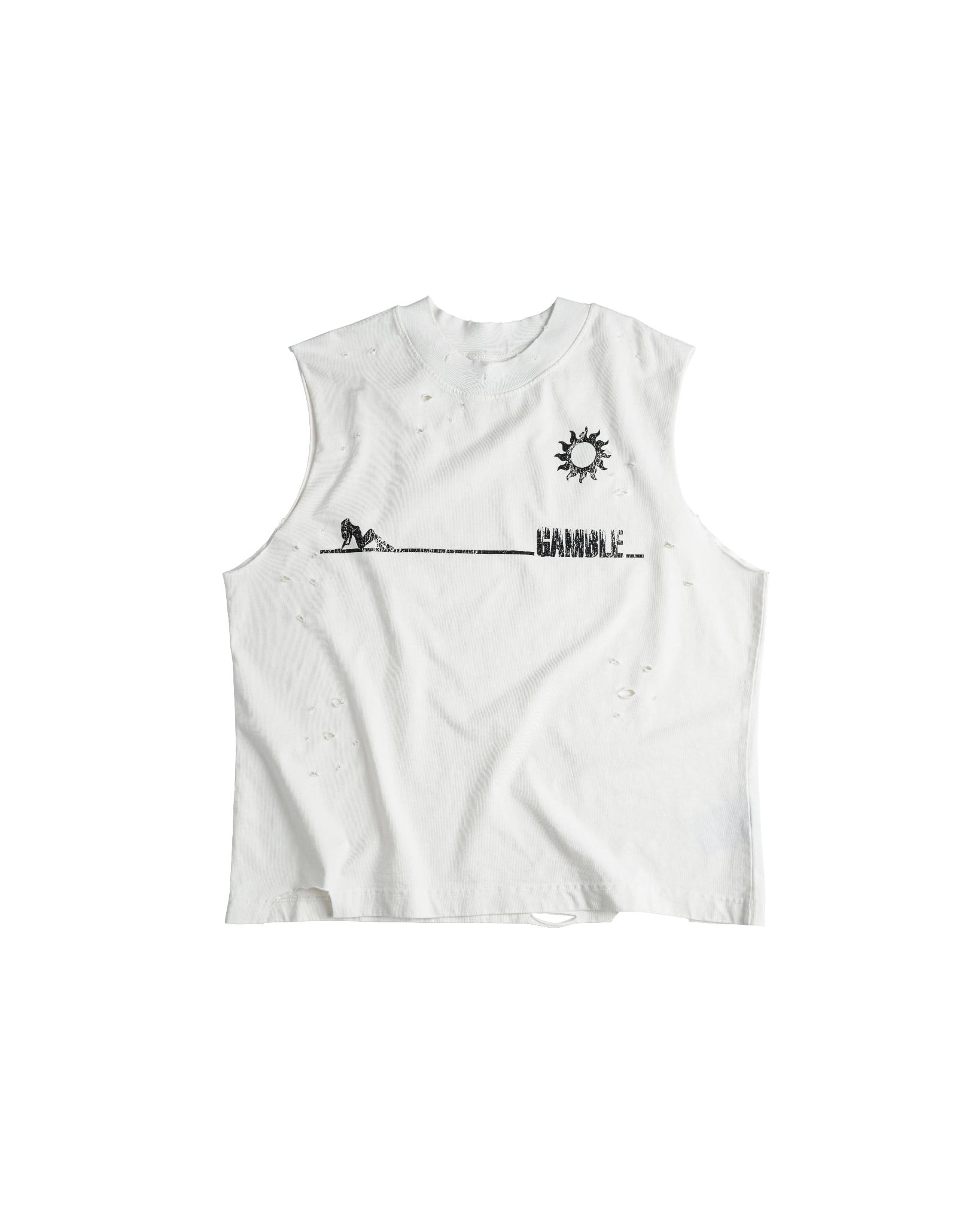TANNING CUT-OFF TEE / WHITE