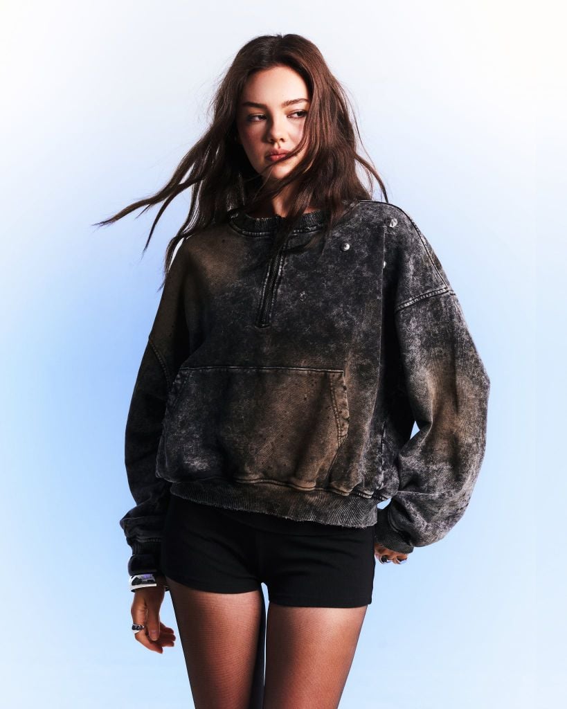RIVET HALF-ZIP SWEATER / AFTERBURN