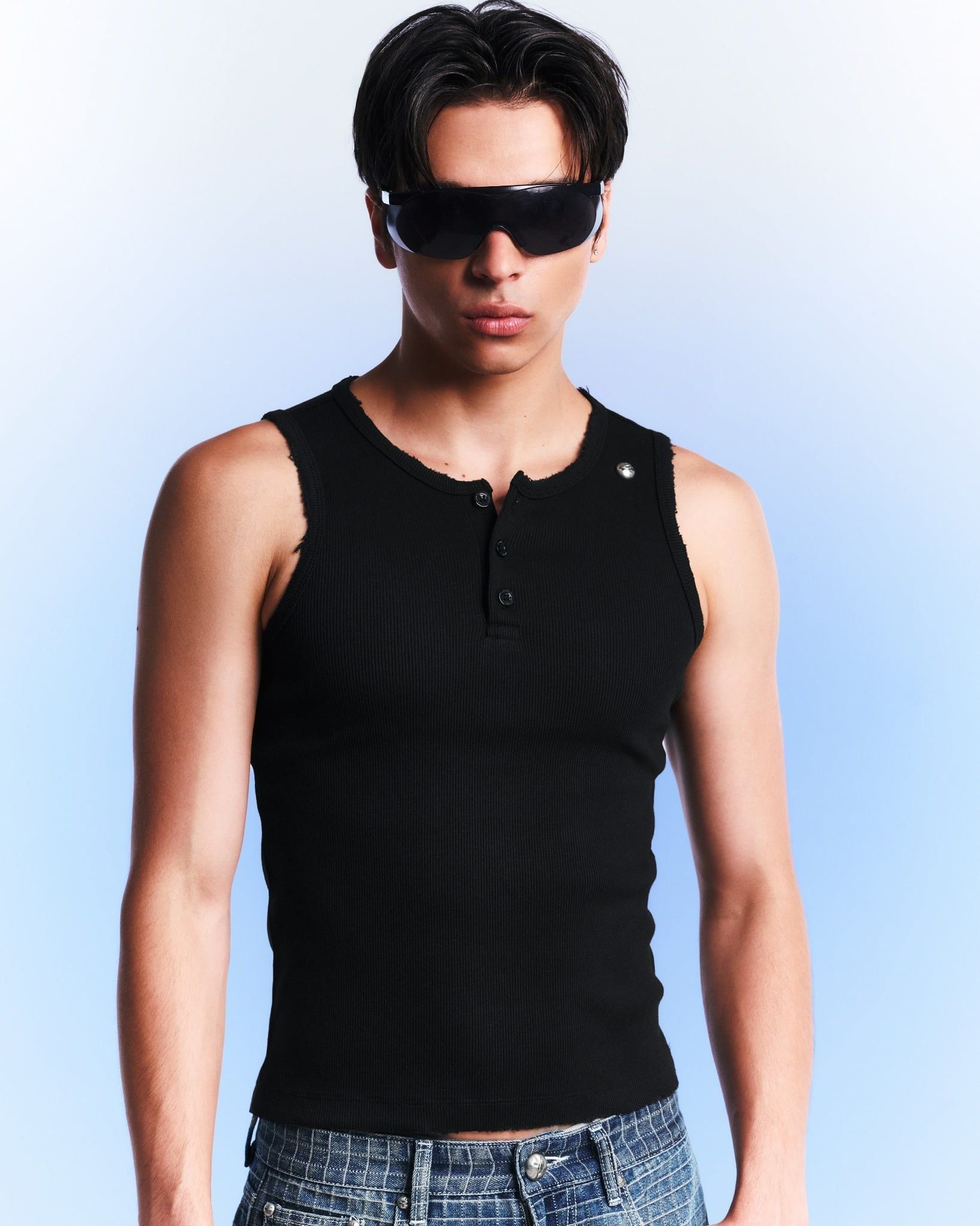 HENLEY TANK TOP / BLACK