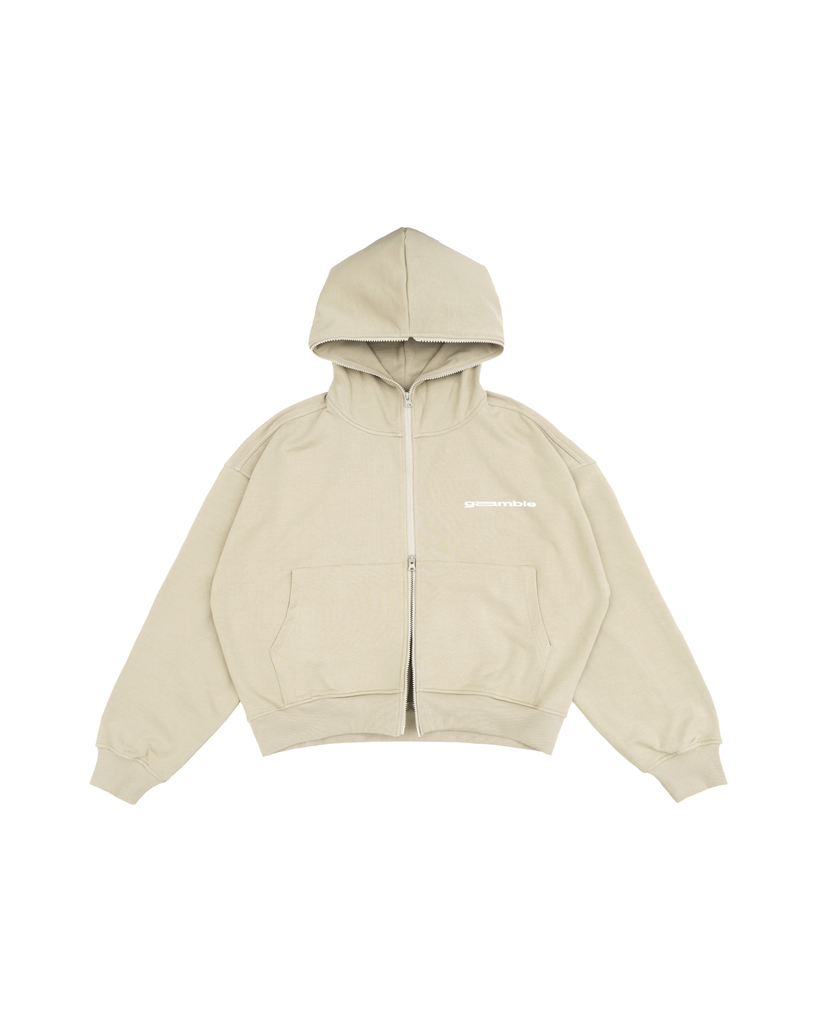 LOGO BOXY FULLZIP HOODIE / CAMEL