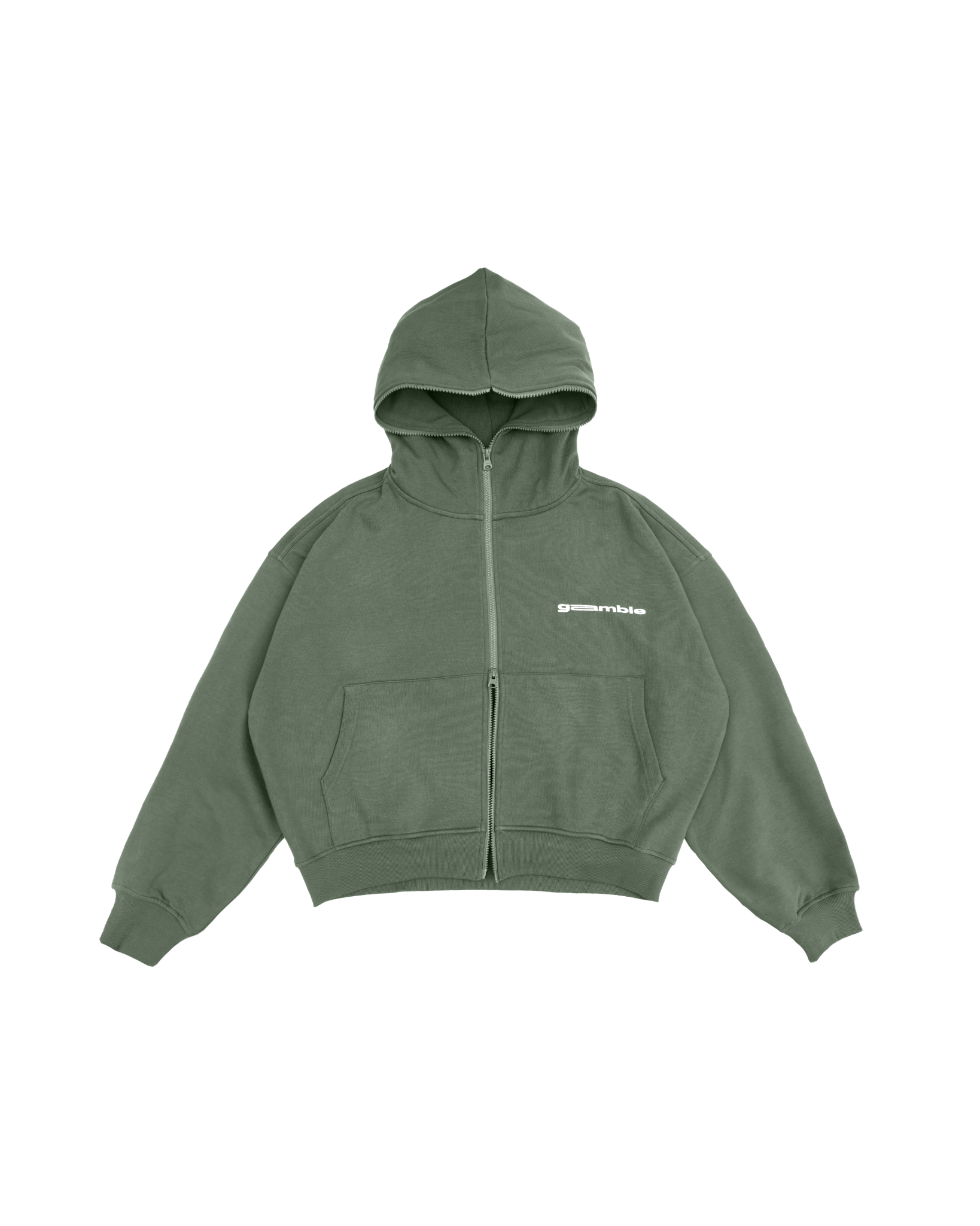 LOGO BOXY FULLZIP HOODIE / MOSS