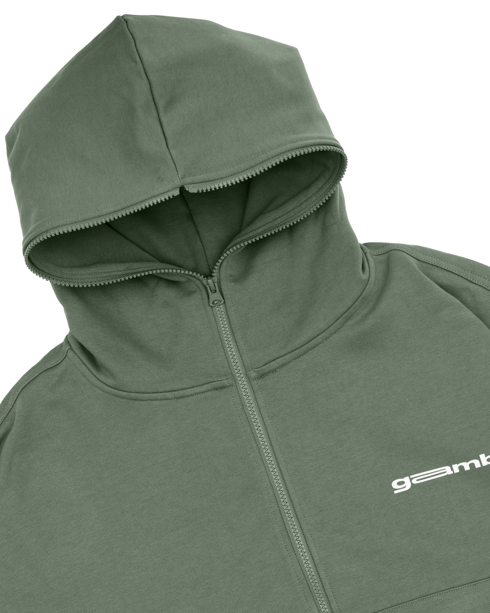 LOGO BOXY FULLZIP HOODIE / MOSS