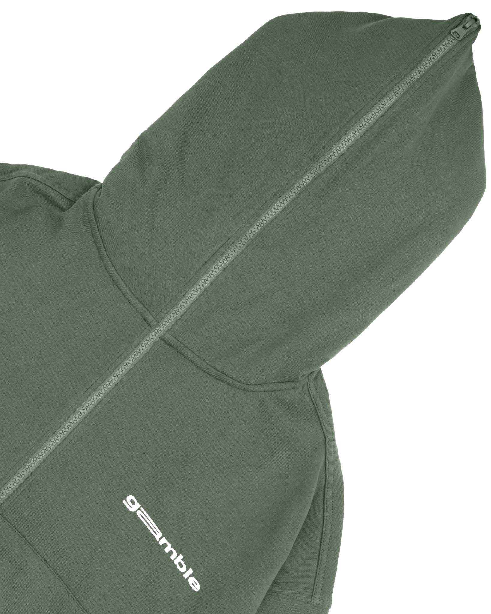 LOGO BOXY FULLZIP HOODIE / MOSS