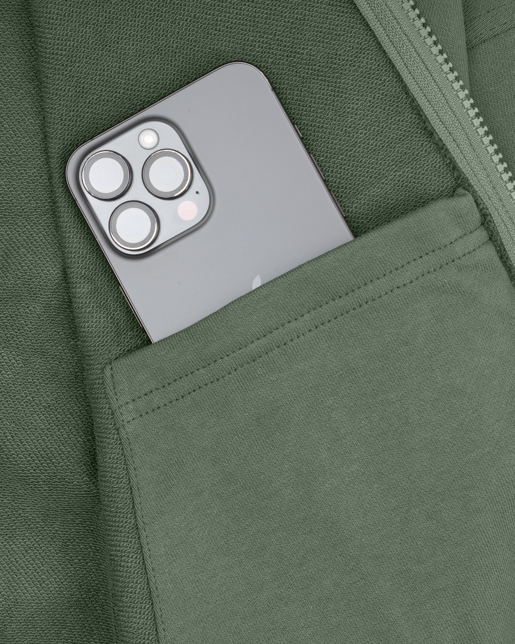 LOGO BOXY FULLZIP HOODIE / MOSS