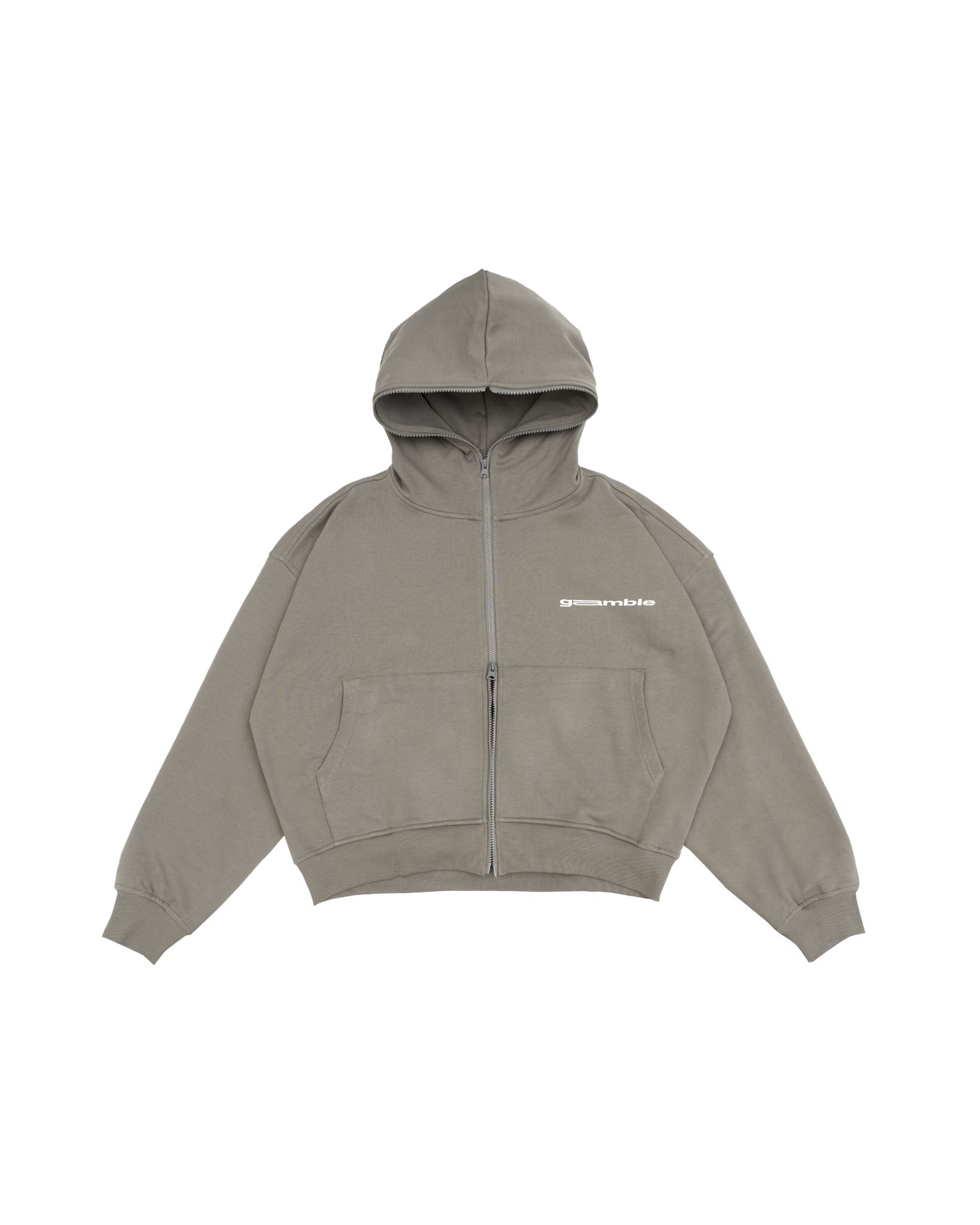 LOGO BOXY FULLZIP HOODIE / STONE