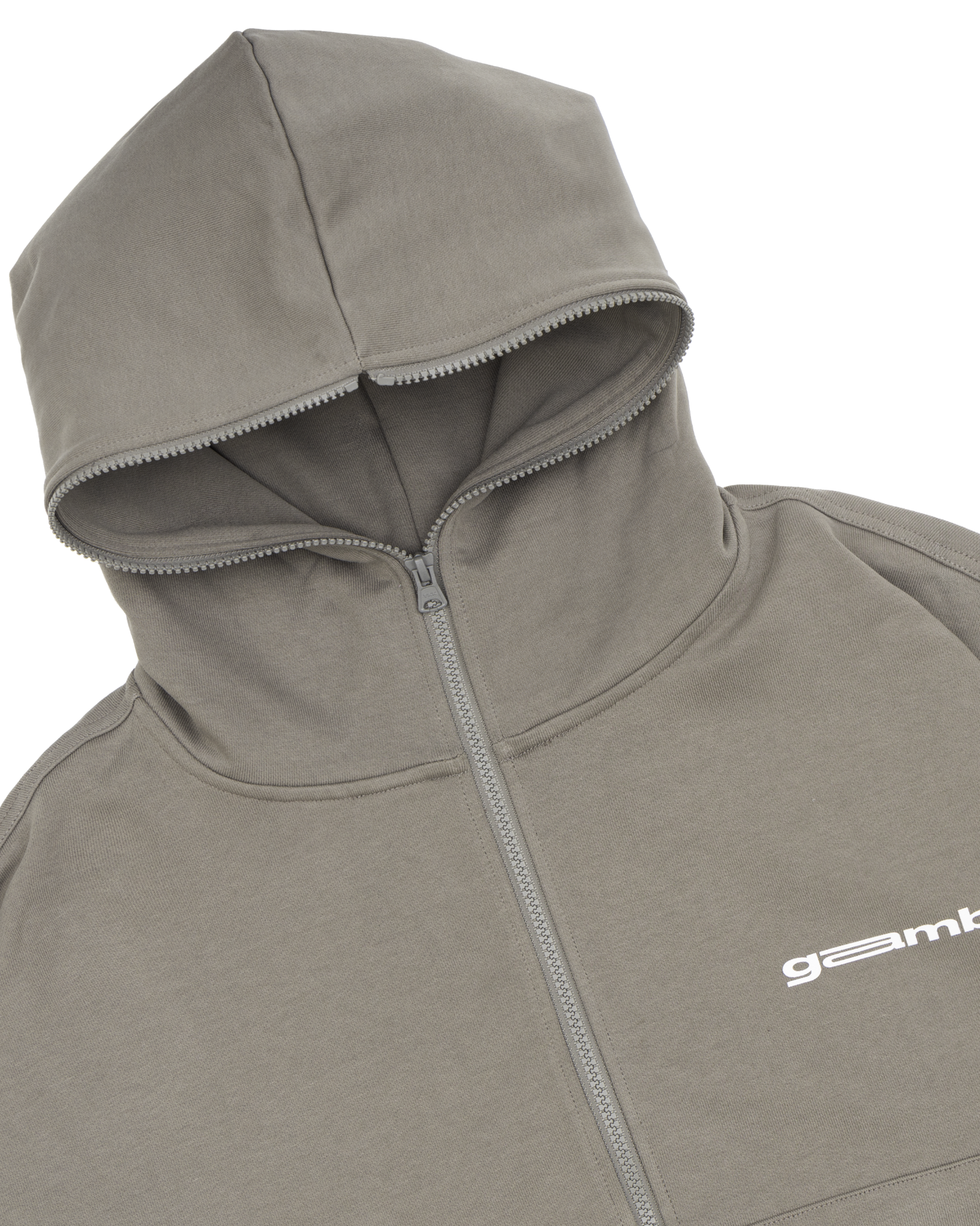 LOGO BOXY FULLZIP HOODIE / STONE