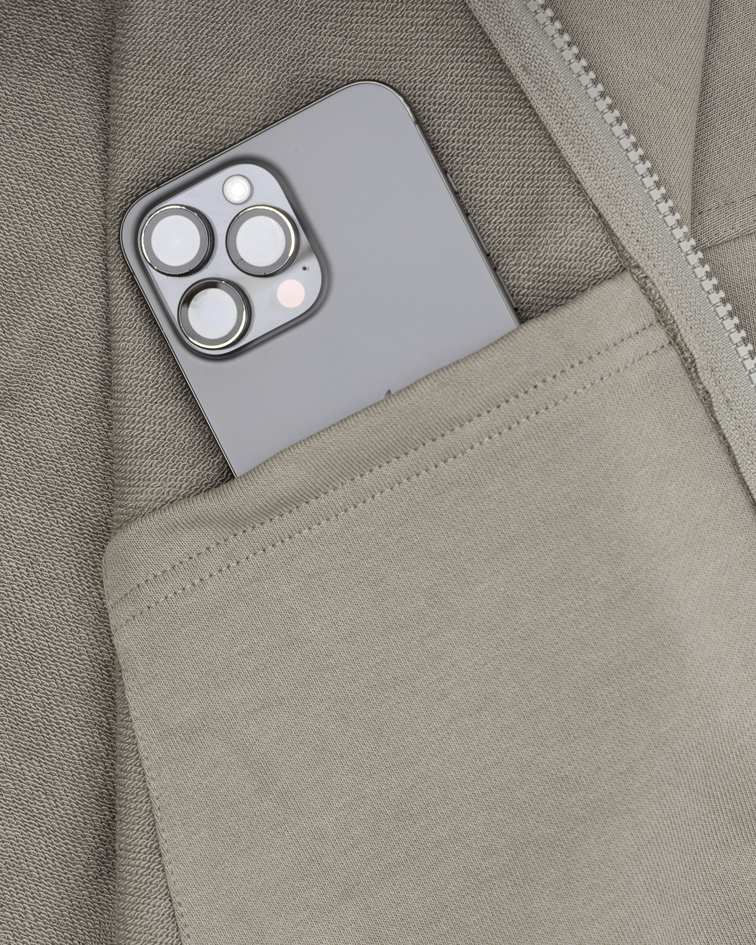 LOGO BOXY FULLZIP HOODIE / STONE