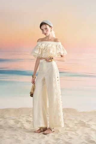 CS-14 Quần suông thêu border