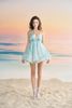 CS-2 Đầm babydoll xanh ngọc đan dây lưng