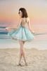 CS-2 Đầm babydoll xanh ngọc đan dây lưng