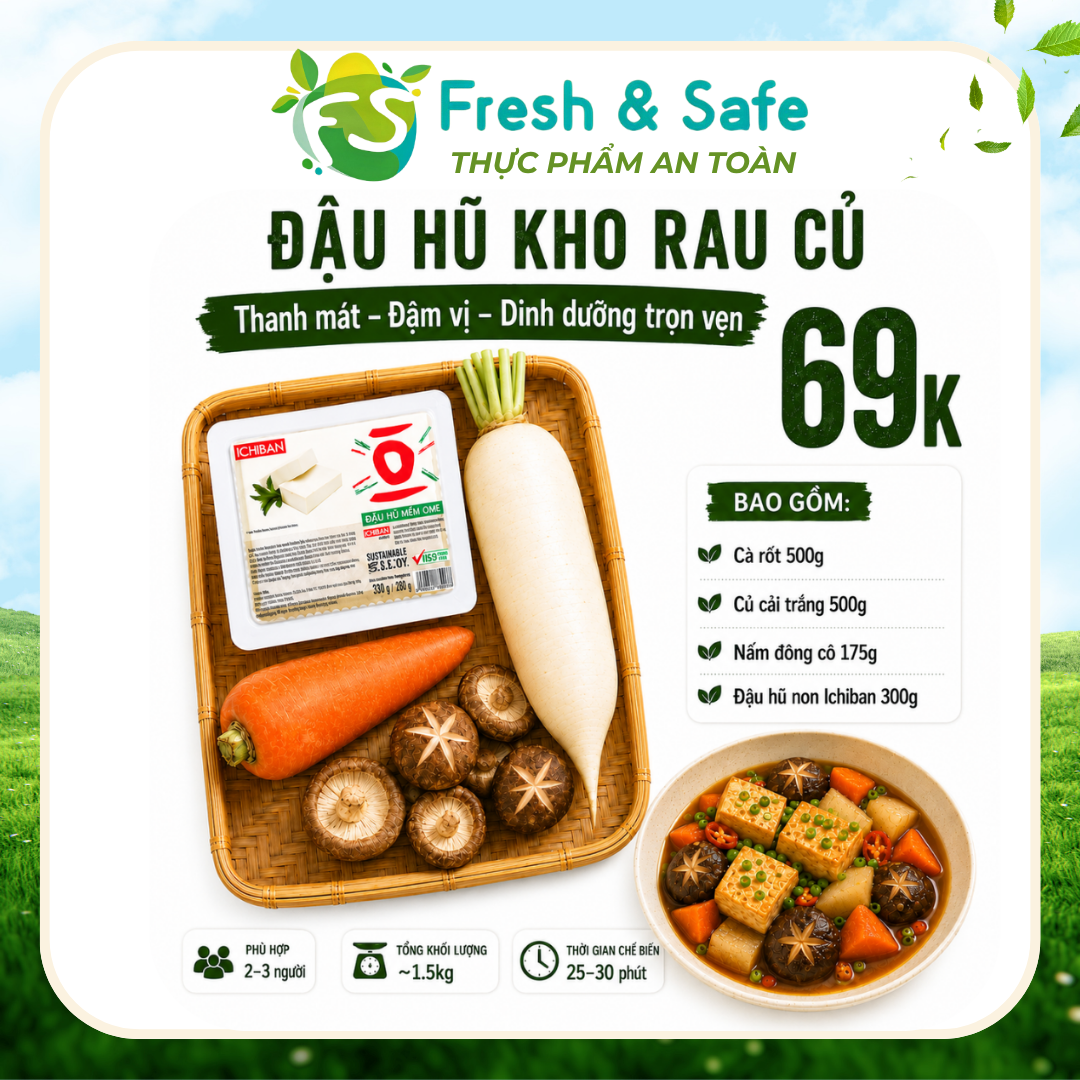 Combo đậu hũ kho rau củ 3–4 người 