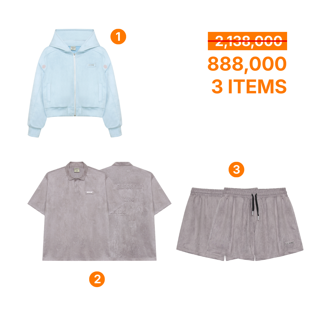  COMBO 888K (QUOTES POLO SUEDE PURPLE SET / HOODIE ZIP SUEDE BABY BLUE ) 