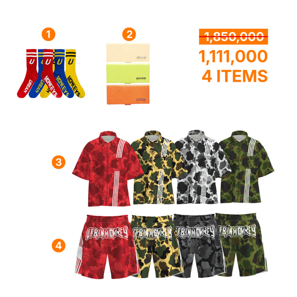 COMBO 1111K ( CAMO SHORT + SHIRT / LEATHER LONG WALLET/ SOCK ) 