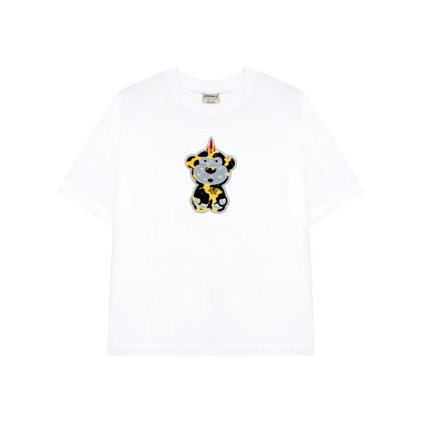  BSTT YELLOW CAMO GLITTER BABY FLEX TEE WHITE 