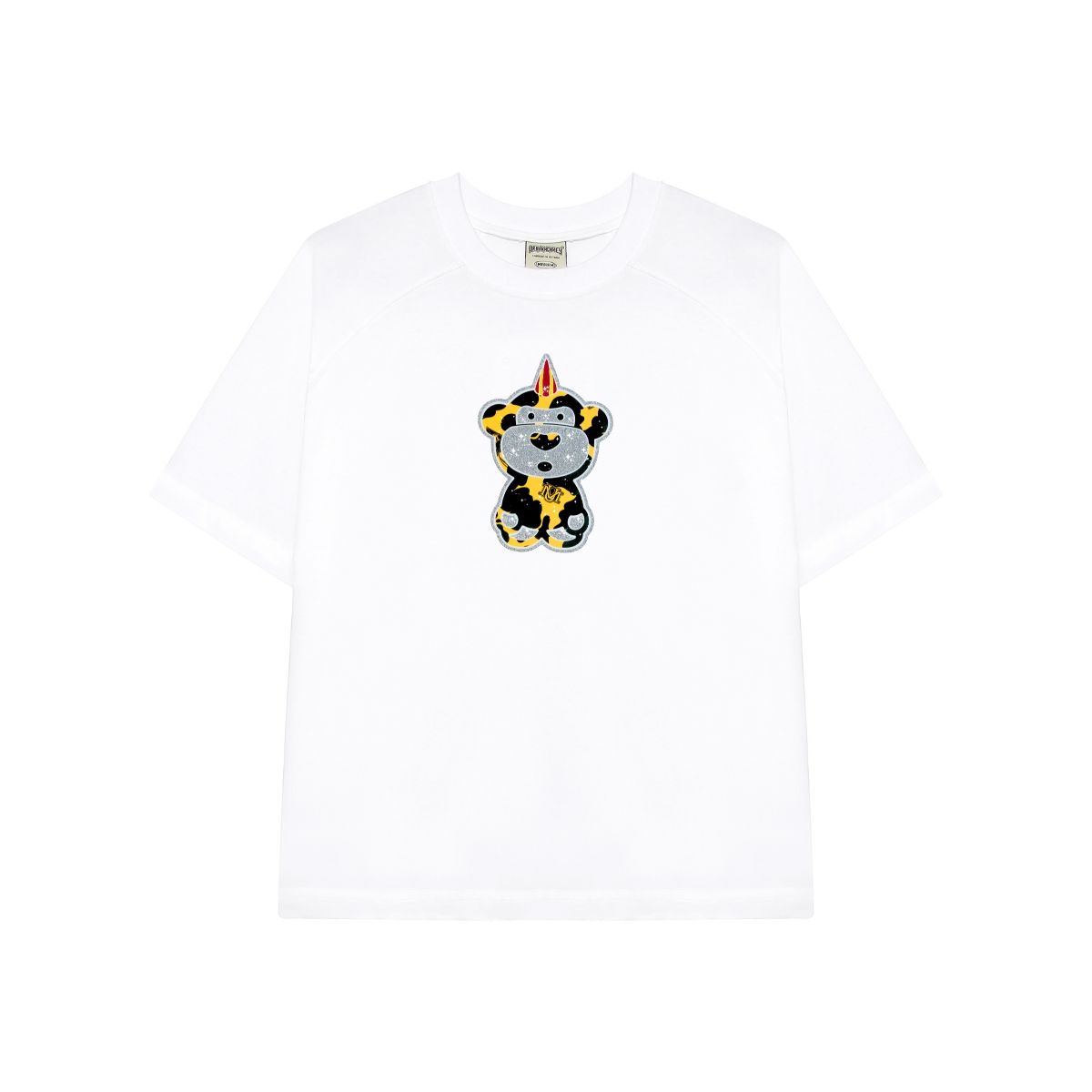  BSTT YELLOW CAMO GLITTER BABY FLEX TEE WHITE 