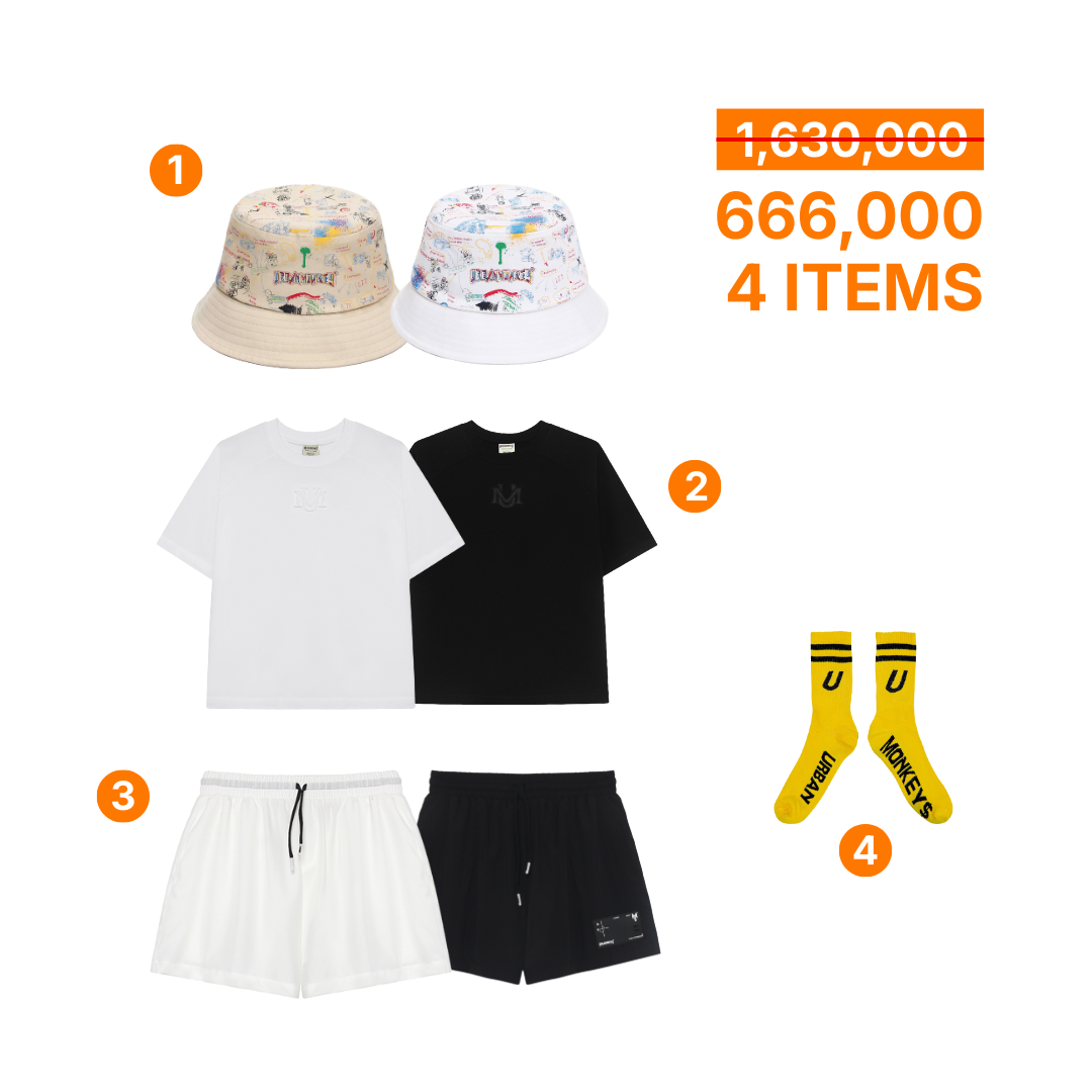  COMBO 666K ( 3D LOGO TAYTO TEE/ BOXING SHORT / BUCKET HAT ROB THE BANK ) 