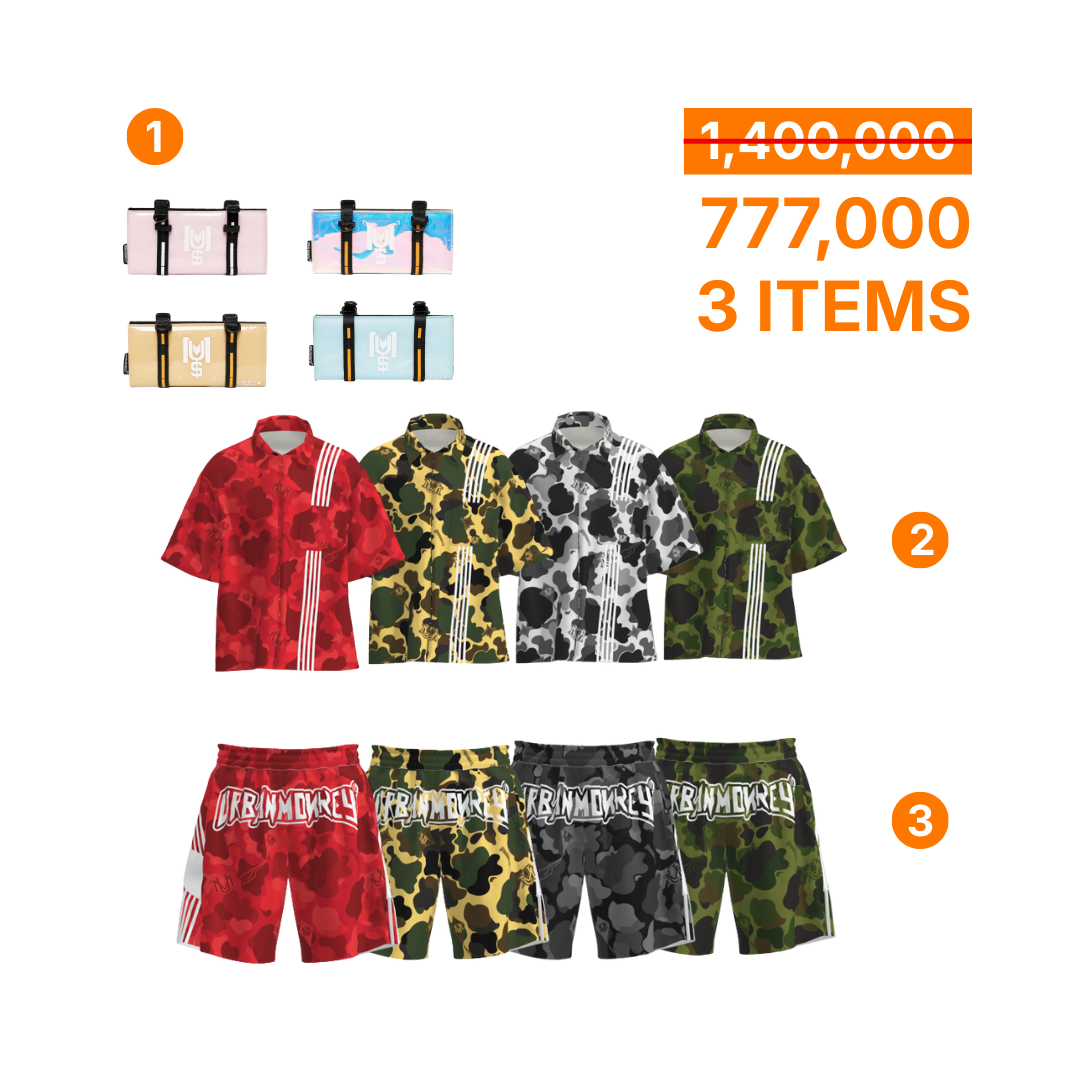  COMBO 777K ( CAMO SHORT + SHIRT / PVC LONG WALLET) 