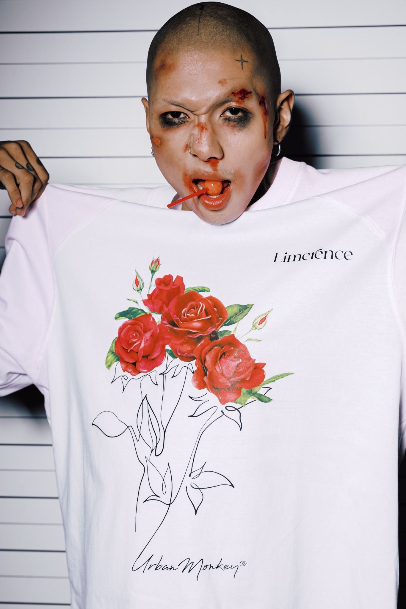  BSTT LIMERENCE RED ROSE TEE WHITE 