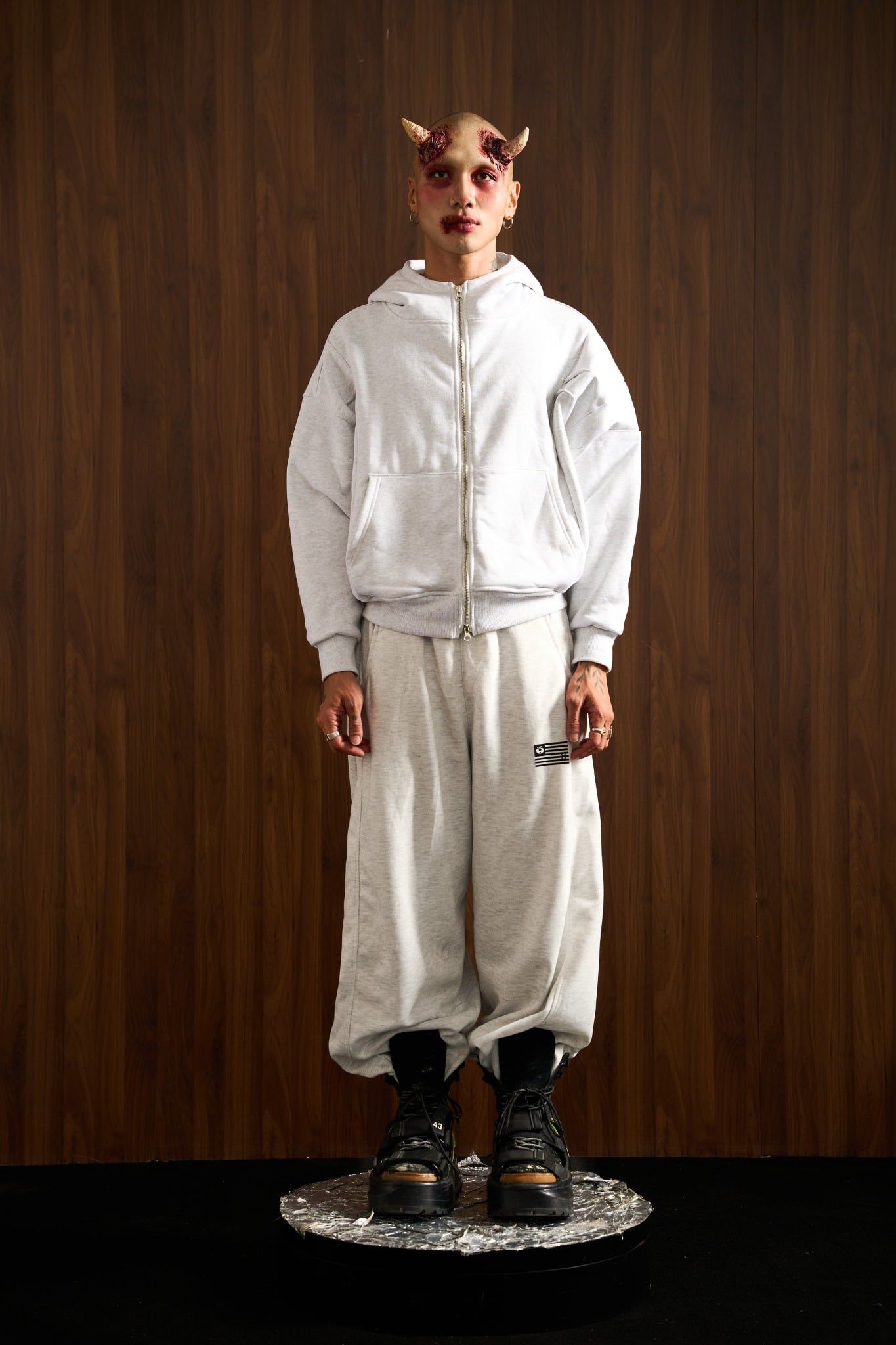  UMS HOODIE ZIP LIGHT GREY 