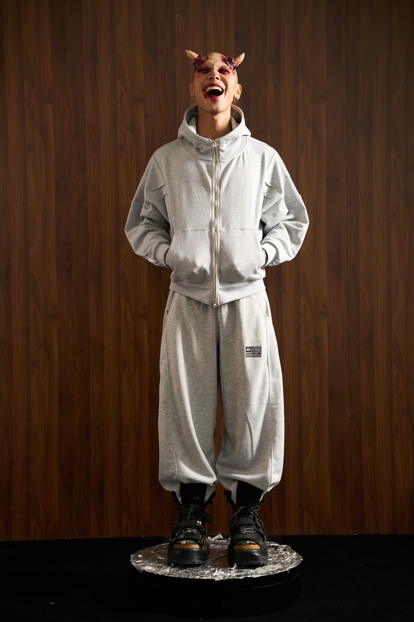  UMS HOODIE ZIP CEMENT GREY 