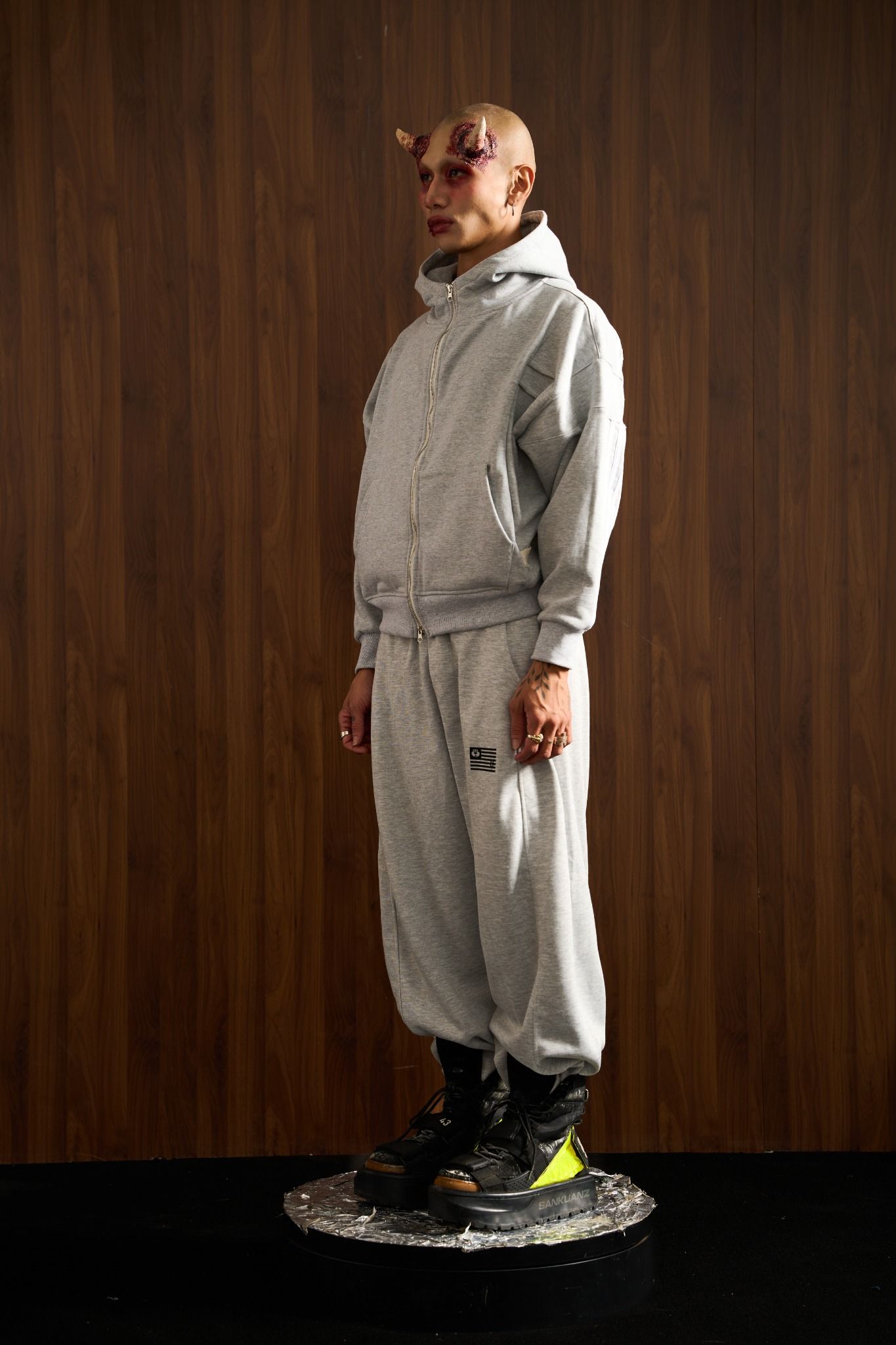  UMS HOODIE ZIP CEMENT GREY 