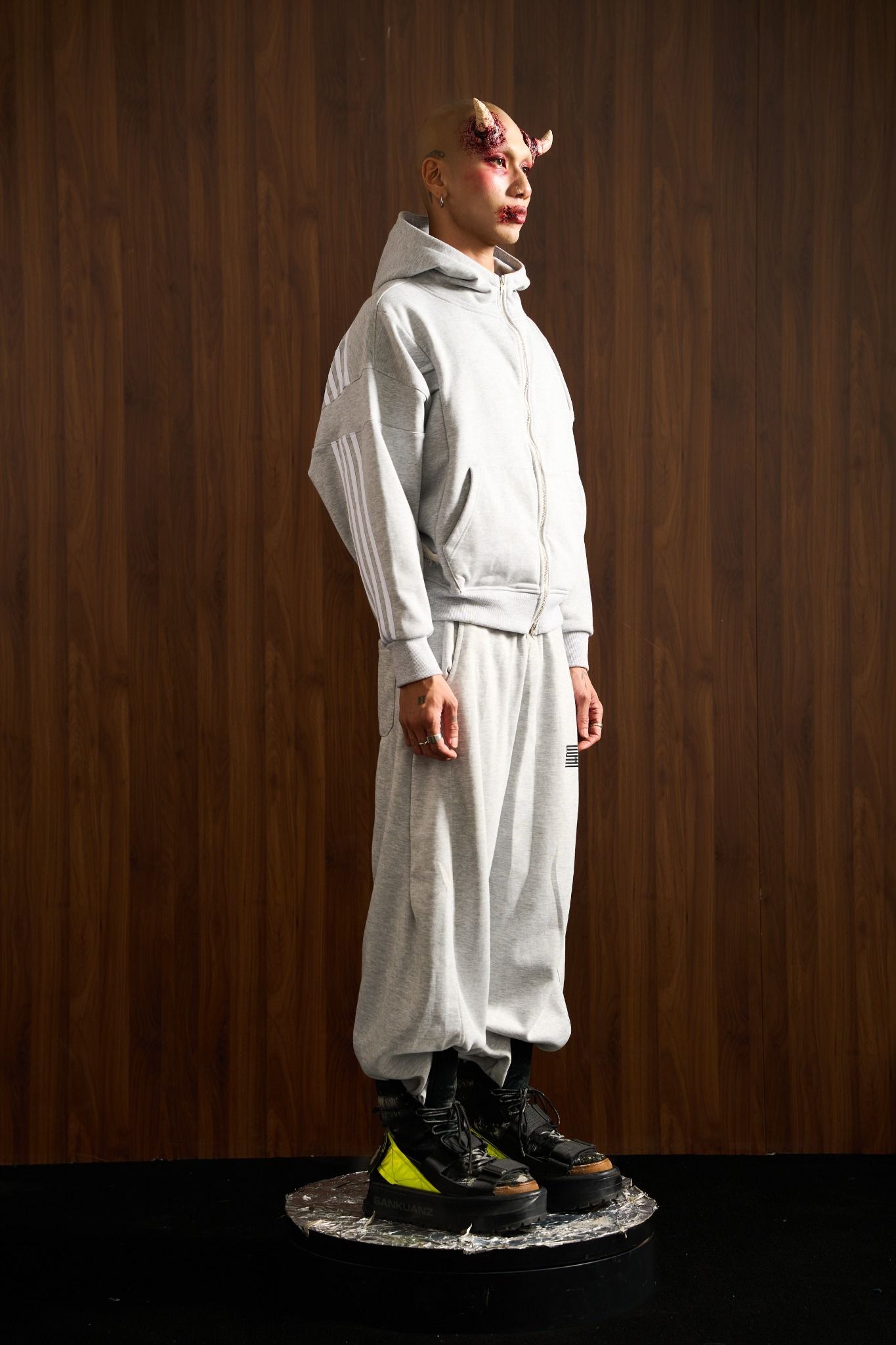  UMS HOODIE ZIP CEMENT GREY 