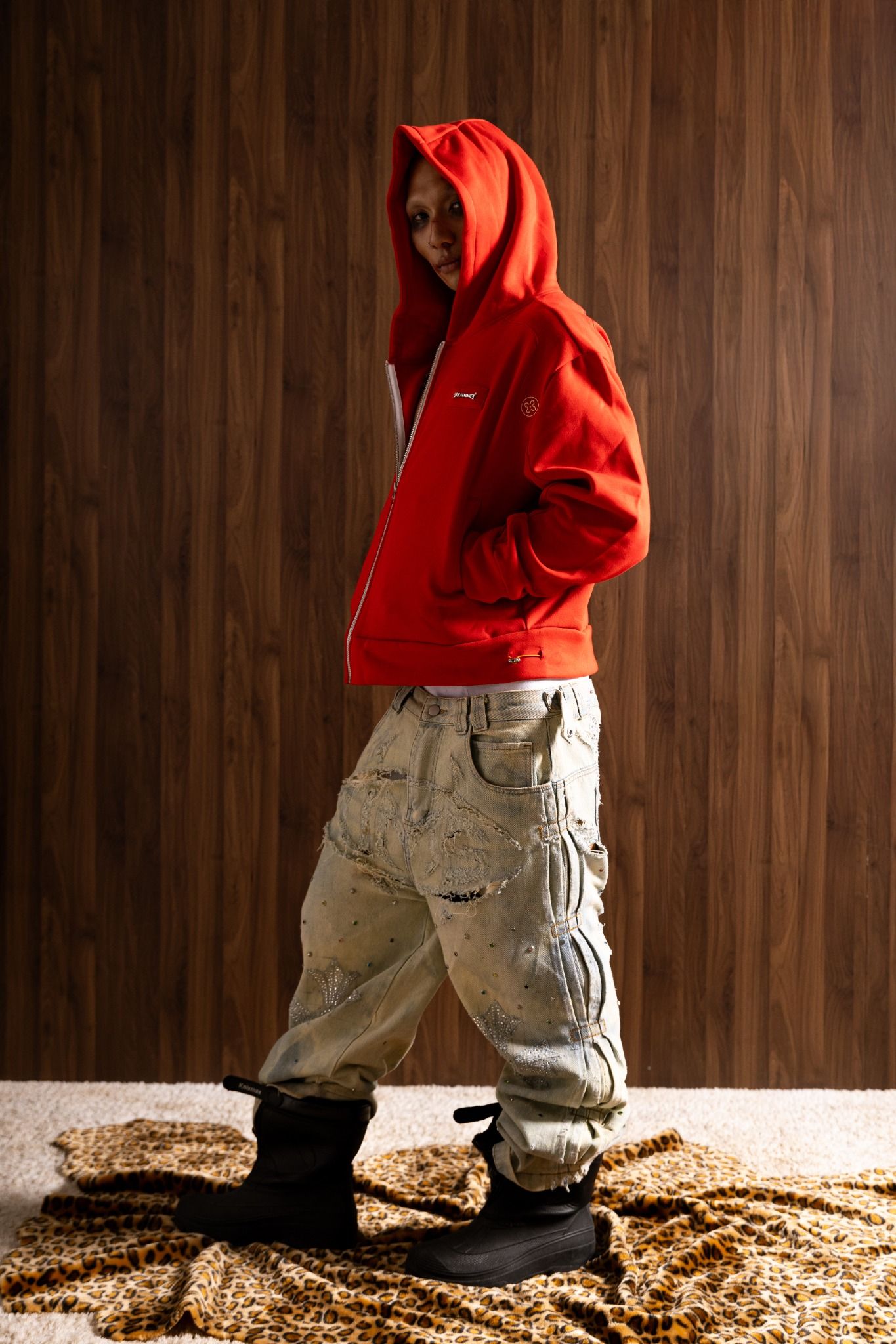  GOBLIN SIGNATURE BOXY HOODIE ZIP RED 