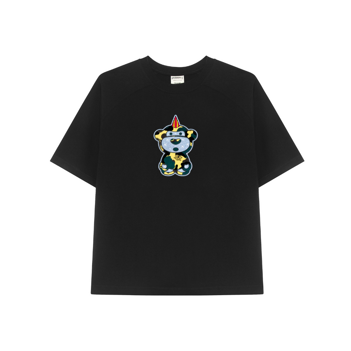  BSTT YELLOW CAMO GLITTER BABY FLEX TEE BLACK 