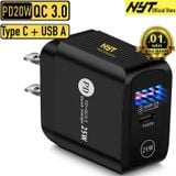  Củ Sạc Nhanh 25W Cổng Type C & USB A Quick Charge 3.0 NYT Live CS102 