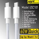 Cáp Sạc Type C 100W Siêu Nhanh Cho Điện Thoại, Máy Tính ID Tech USC104 BH 12T Đổi Mới 